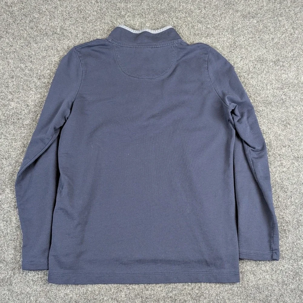 LL Bean Mens‎ M Navy Blue 100% Cotton Quarter Button Mock Neck Pullover 501541
